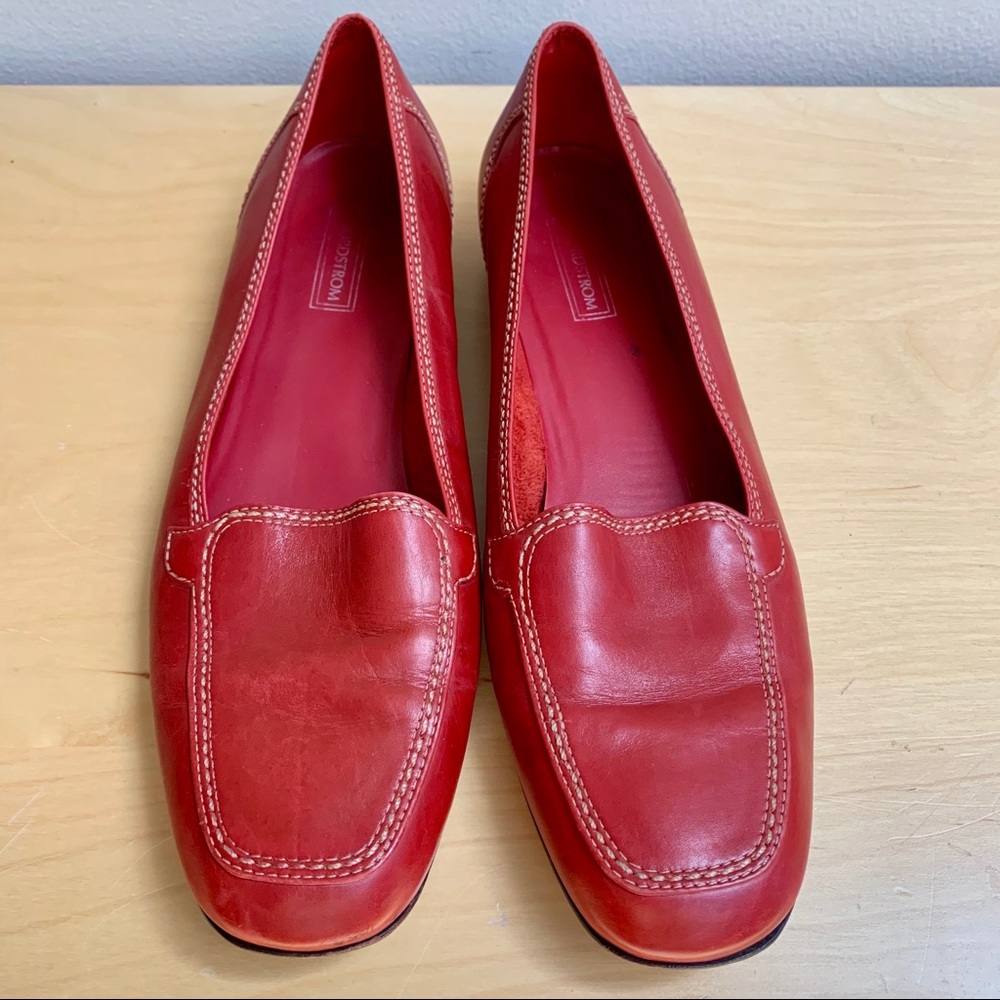 Vintage Red Leather Nordstrom Loafers Size 8.5